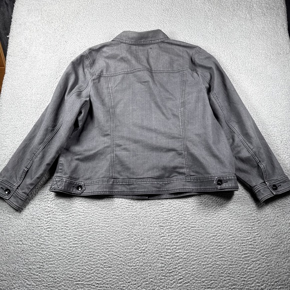 Christiana Zinn Denim Jacket Womens 3X Gray Pockets Animal Print Cuffs Y2K Retro - Picture 10 of 13